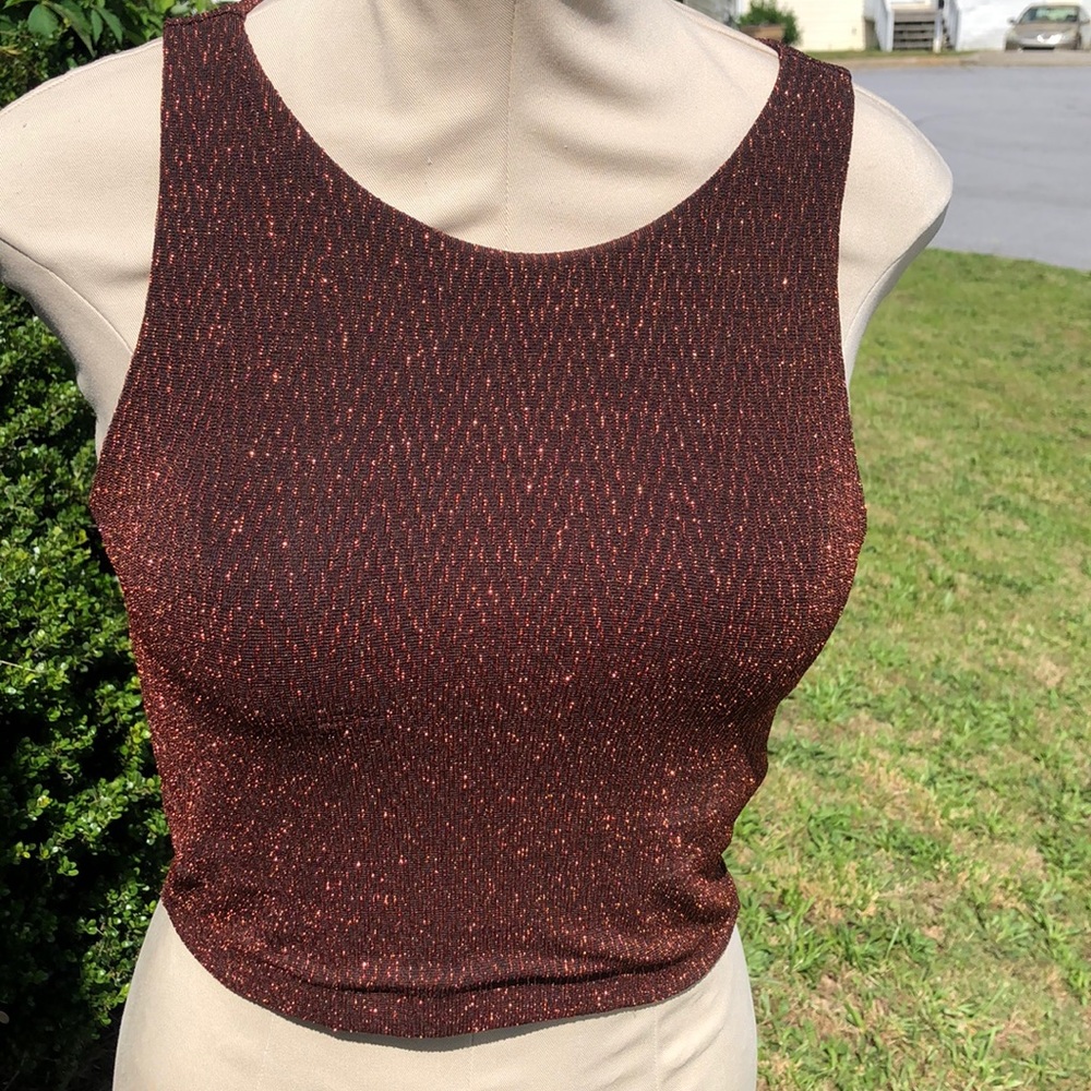 H+M rustic halter shimmer top/bronze/sleeveless